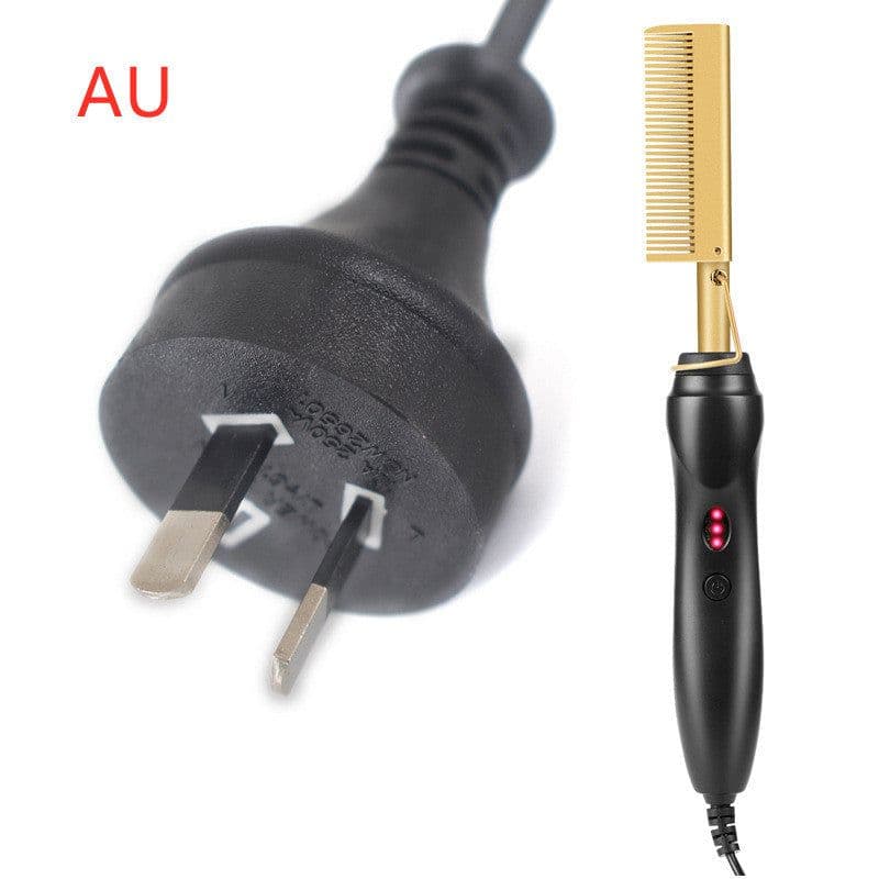 image-Electric Curling Comb Household Curling Stick Wet and Dry Copper Comb