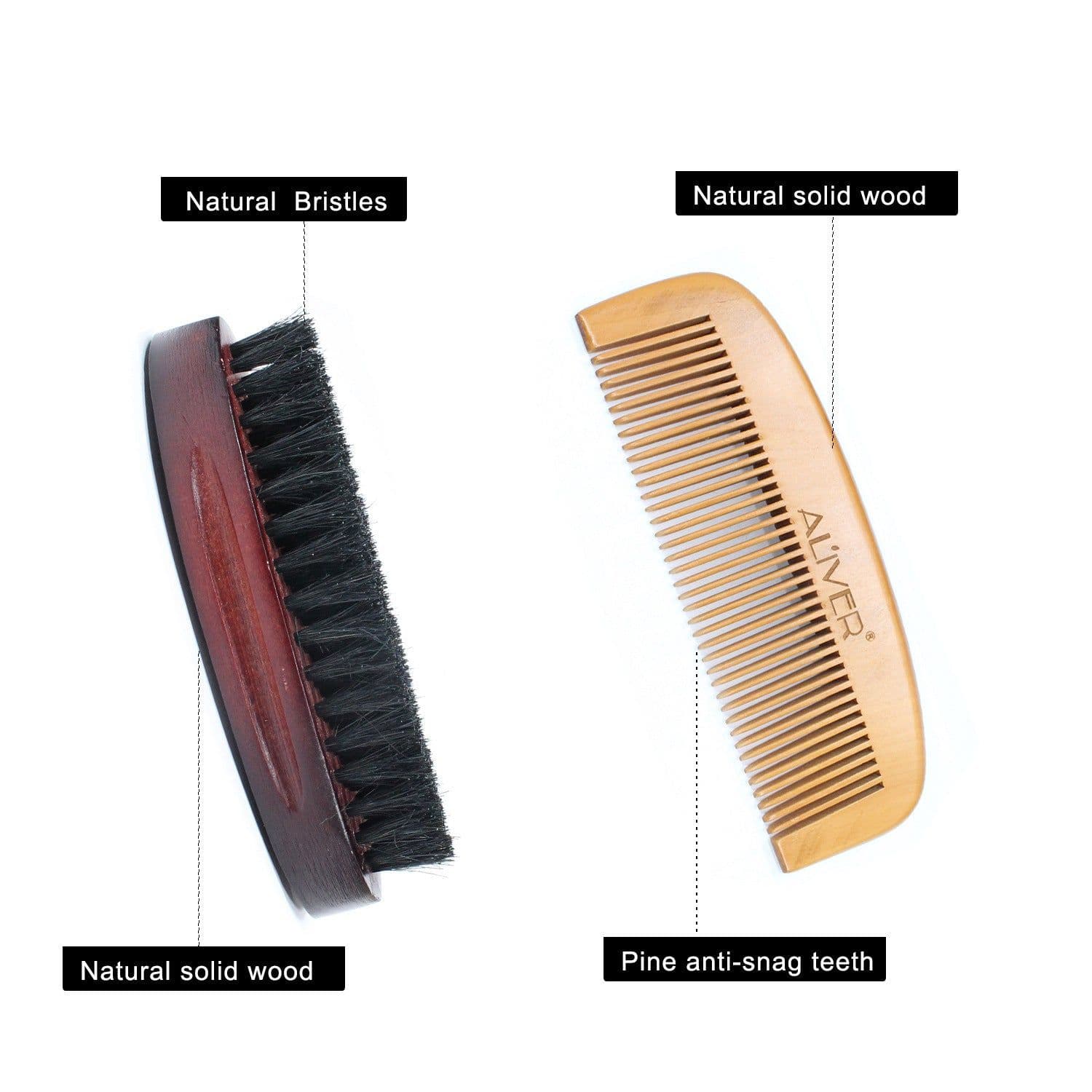 image-ALIVER men's beard portable styling comb beard comb brush cream oil beard water suit