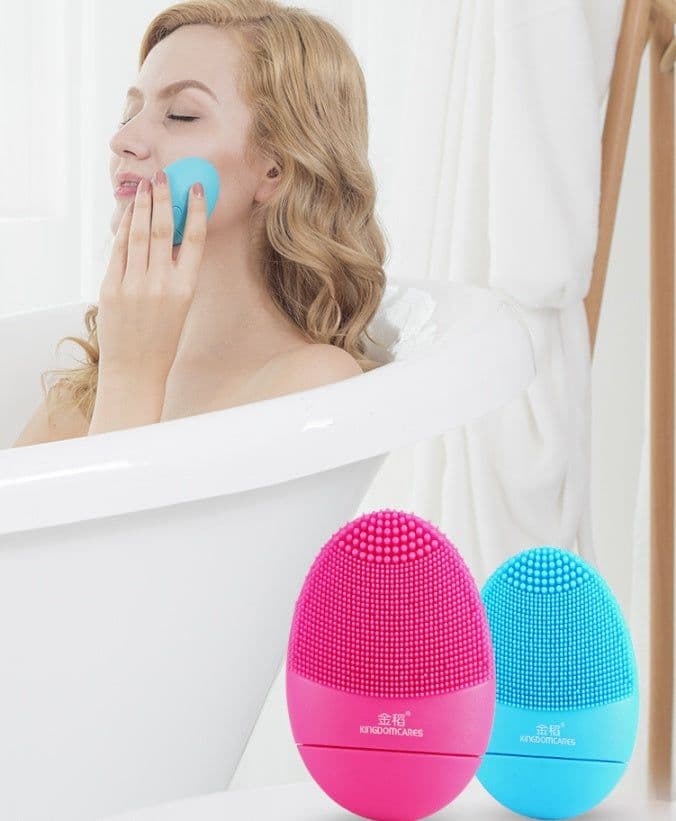 image-Silicone cleansing instrument face wash instrument beauty instrument pore cleaner ultrasonic vibration