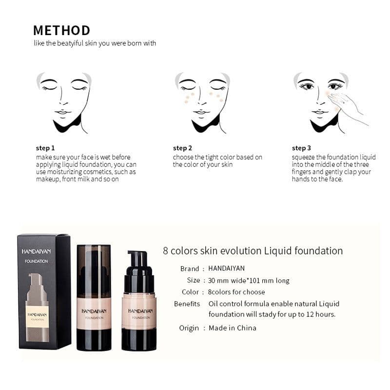 image-HANDAIYAN Full Cover Foundation Waterproof Moisturizer fond de teint couvrant Face Liquid Foundation Base Makeup for Dark Skin