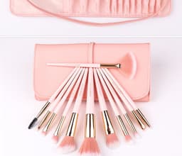image-Set of 12 makeup brushes with pointed tail handles