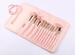 image-Set of 12 makeup brushes with pointed tail handles