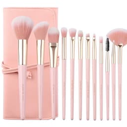 image-Set of 12 makeup brushes with pointed tail handles