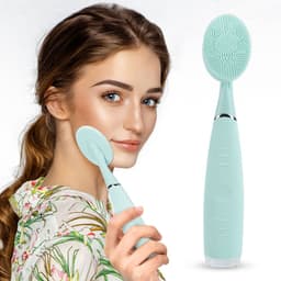 image-Facial Cleansing Brush Waterproof Silicone Cleansing Tool Portable Electric Handheld Facial Cleaning Brush Mini Pore Cleaner