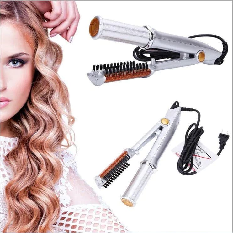 image-Automatic curling iron hair straightener for wet and dry hair