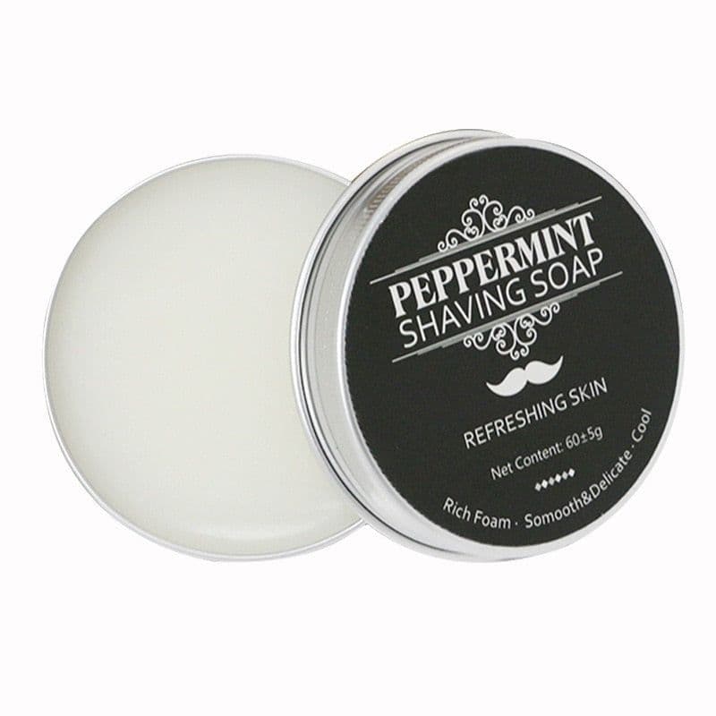 image-Mint Scented Men's Shaving Soap Shaving Cream Aluminum Boxed Foam Rich Gentle Handmade Shave Soap Shave Beard Cream
