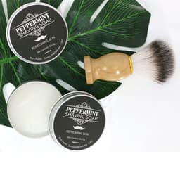 image-Mint Scented Men's Shaving Soap Shaving Cream Aluminum Boxed Foam Rich Gentle Handmade Shave Soap Shave Beard Cream