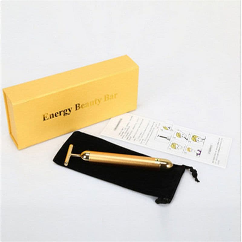 image-Face 24K Gold Vibration Pulse Beauty Bar Firming Facial Roller Massager Stick Lift Skin Tightening Wrinkles Pen