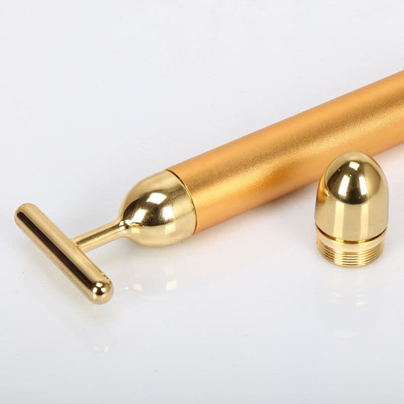 image-Face 24K Gold Vibration Pulse Beauty Bar Firming Facial Roller Massager Stick Lift Skin Tightening Wrinkles Pen