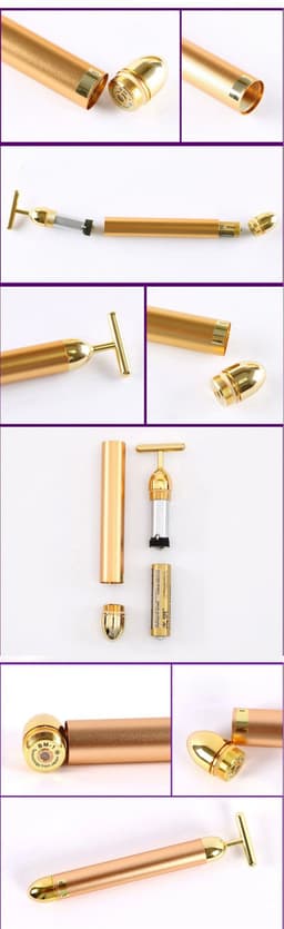 image-Face 24K Gold Vibration Pulse Beauty Bar Firming Facial Roller Massager Stick Lift Skin Tightening Wrinkles Pen