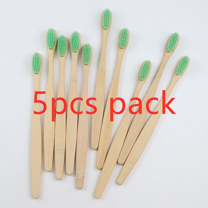 image-Bamboo toothbrush rainbow bamboo toothbrush colorful bamboo toothbrush environmental protection bamboo handle toothbrush