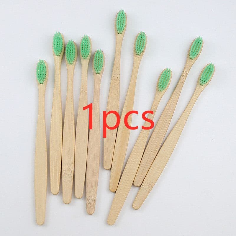 image-Bamboo toothbrush rainbow bamboo toothbrush colorful bamboo toothbrush environmental protection bamboo handle toothbrush
