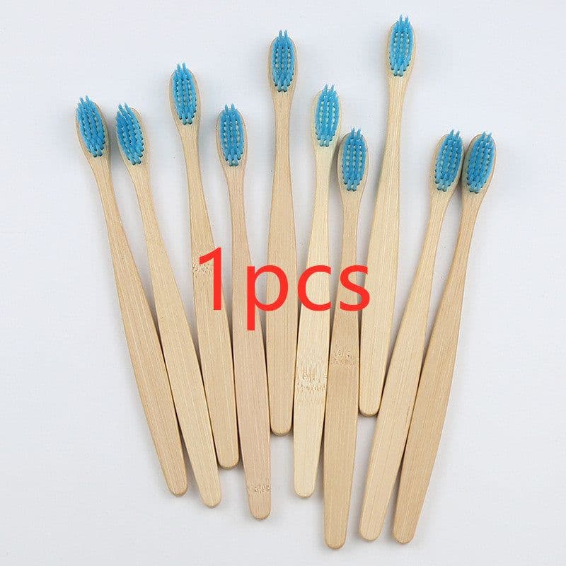image-Bamboo toothbrush rainbow bamboo toothbrush colorful bamboo toothbrush environmental protection bamboo handle toothbrush
