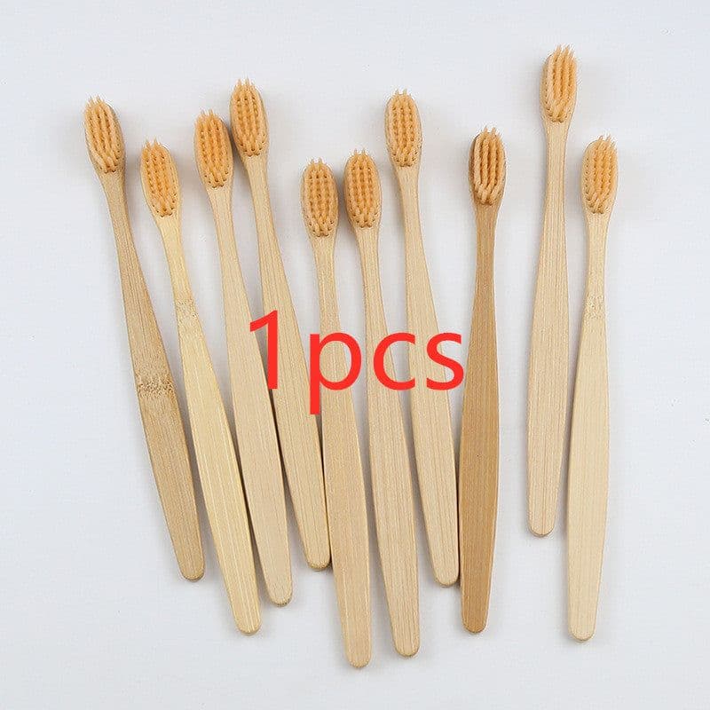 image-Bamboo toothbrush rainbow bamboo toothbrush colorful bamboo toothbrush environmental protection bamboo handle toothbrush