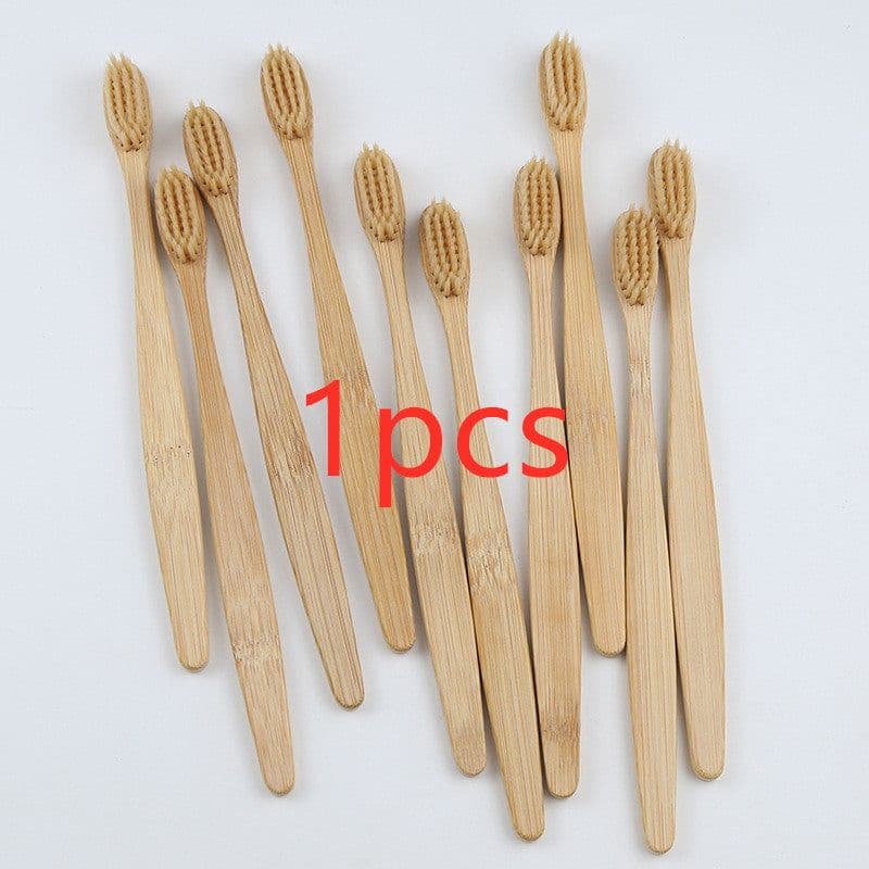 image-Bamboo toothbrush rainbow bamboo toothbrush colorful bamboo toothbrush environmental protection bamboo handle toothbrush