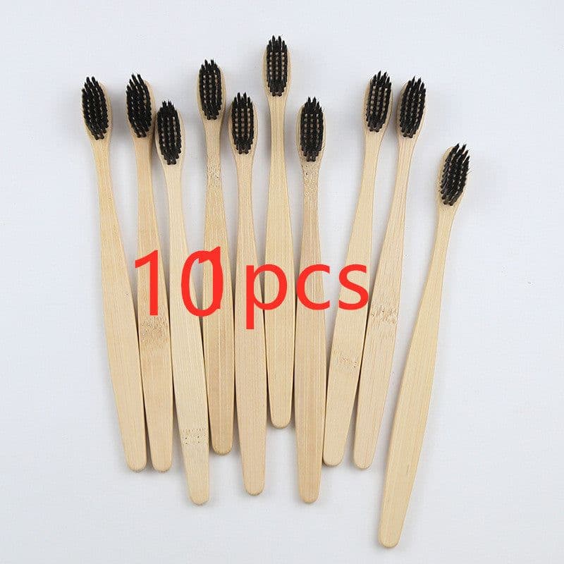 image-Bamboo toothbrush rainbow bamboo toothbrush colorful bamboo toothbrush environmental protection bamboo handle toothbrush