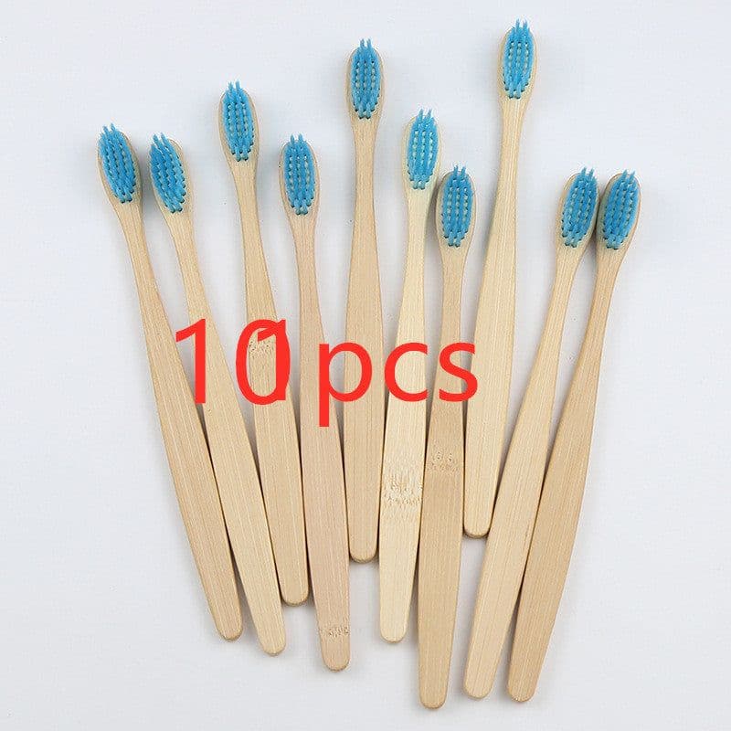 image-Bamboo toothbrush rainbow bamboo toothbrush colorful bamboo toothbrush environmental protection bamboo handle toothbrush