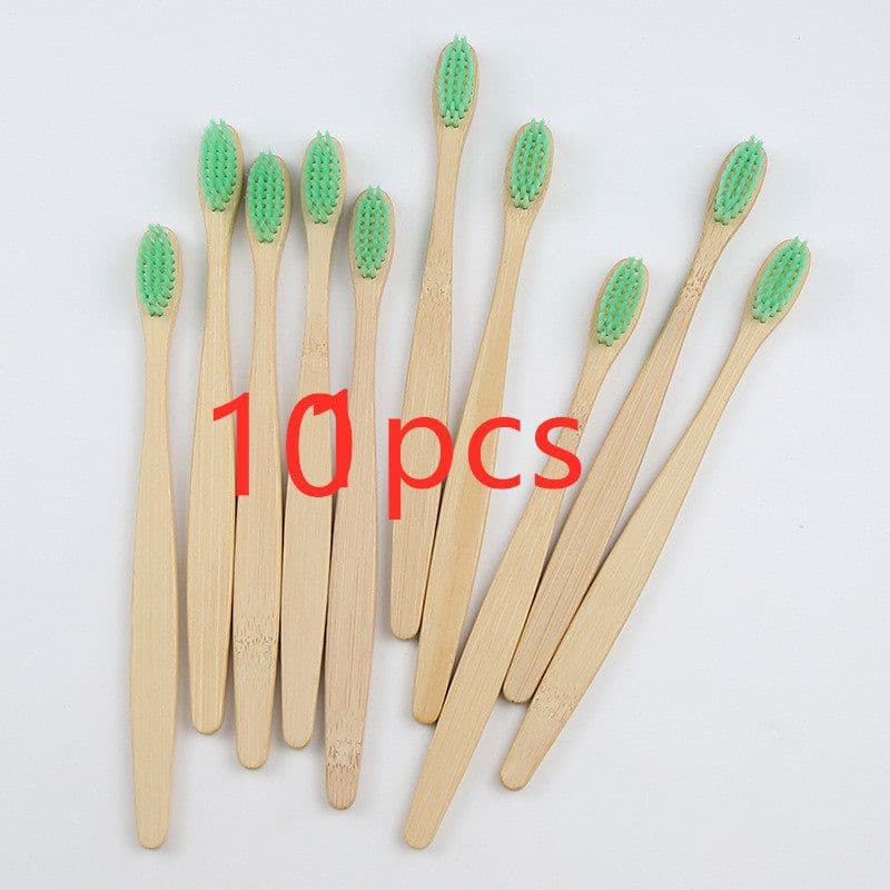 image-Bamboo toothbrush rainbow bamboo toothbrush colorful bamboo toothbrush environmental protection bamboo handle toothbrush