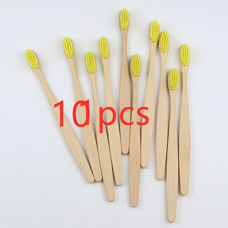 image-Bamboo toothbrush rainbow bamboo toothbrush colorful bamboo toothbrush environmental protection bamboo handle toothbrush