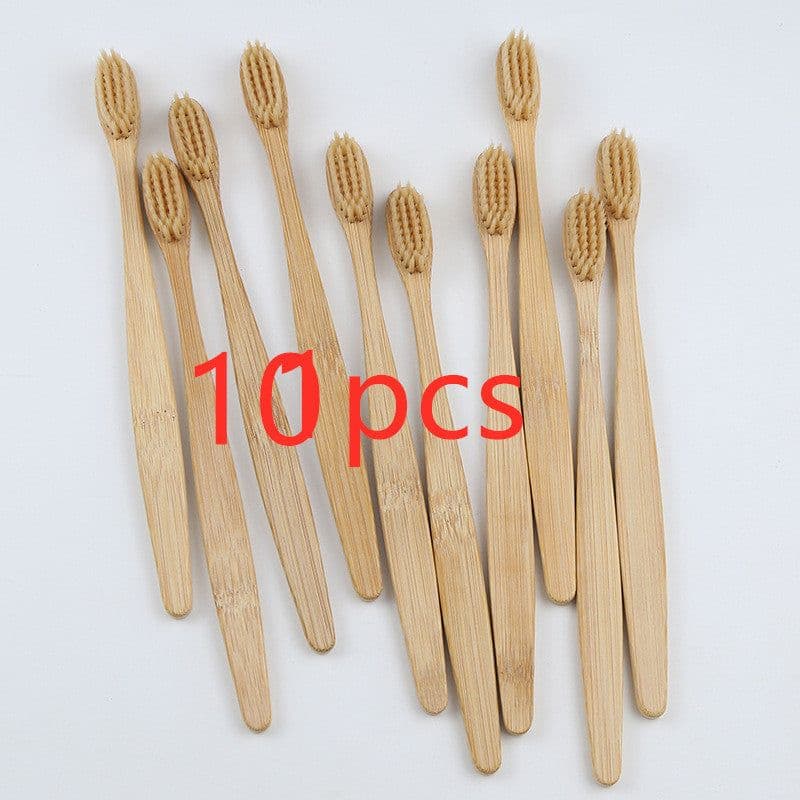 image-Bamboo toothbrush rainbow bamboo toothbrush colorful bamboo toothbrush environmental protection bamboo handle toothbrush