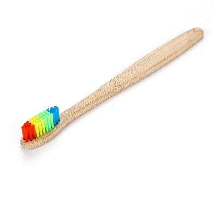 image-Bamboo toothbrush rainbow bamboo toothbrush colorful bamboo toothbrush environmental protection bamboo handle toothbrush