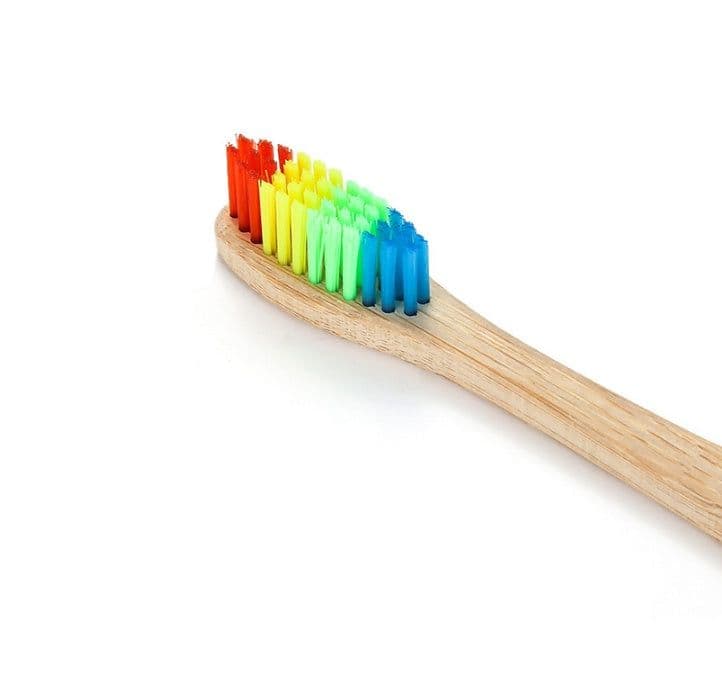 image-Bamboo toothbrush rainbow bamboo toothbrush colorful bamboo toothbrush environmental protection bamboo handle toothbrush