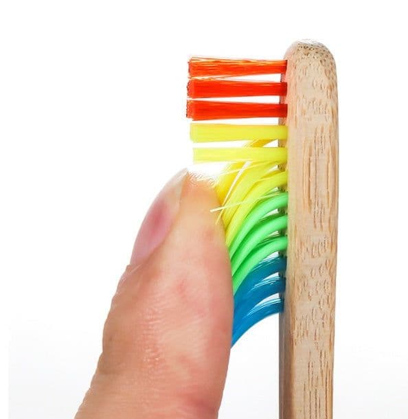 image-Bamboo toothbrush rainbow bamboo toothbrush colorful bamboo toothbrush environmental protection bamboo handle toothbrush