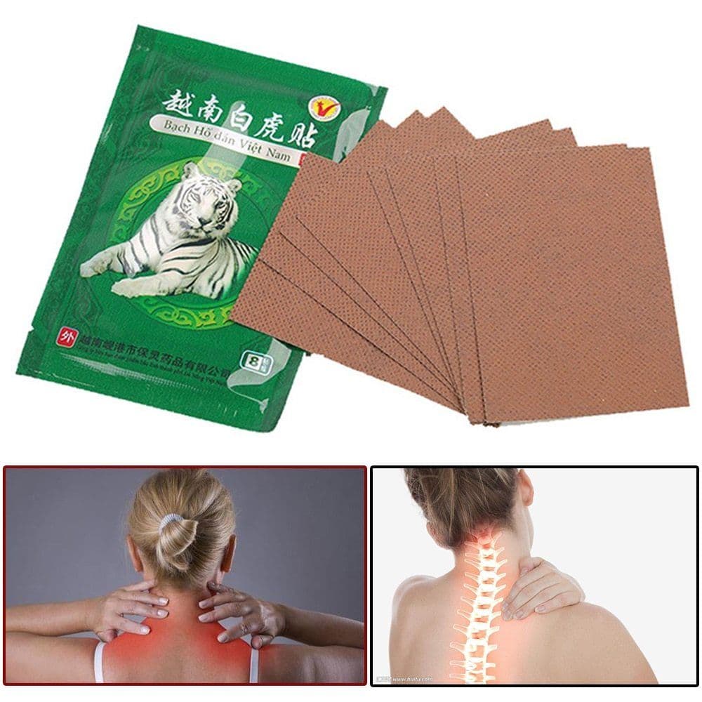 image-8pcs White Tiger Balm Chinese Herbs Medical Plasters For Joint Pain Back Neck Curative Plaster knee pads for arthritis G07002