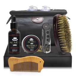 image-Man Hair Beard Shaving Set Bathroom Tool Brush Comb Shaving Scissors Clean Styling Set