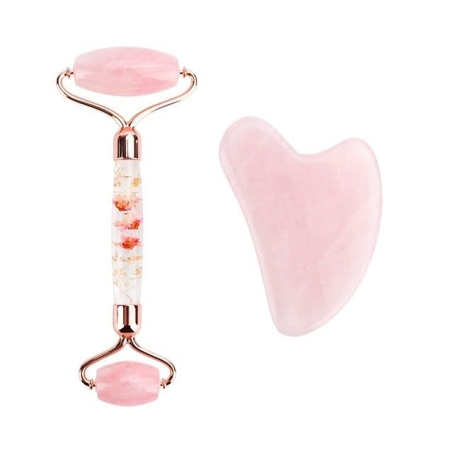 image-Rose Quartz Roller Slimming Face Massager Lifting Tool Natural Jade