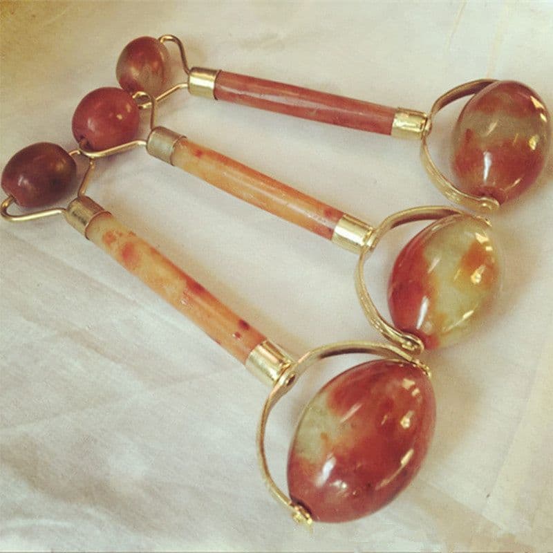 image-Rose Quartz Roller Slimming Face Massager Lifting Tool Natural Jade