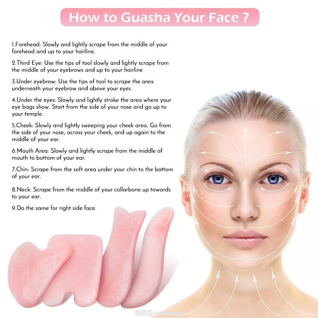 image-Whole Massage Gua Sha Tools Natural Rose Quartz Massage Stone