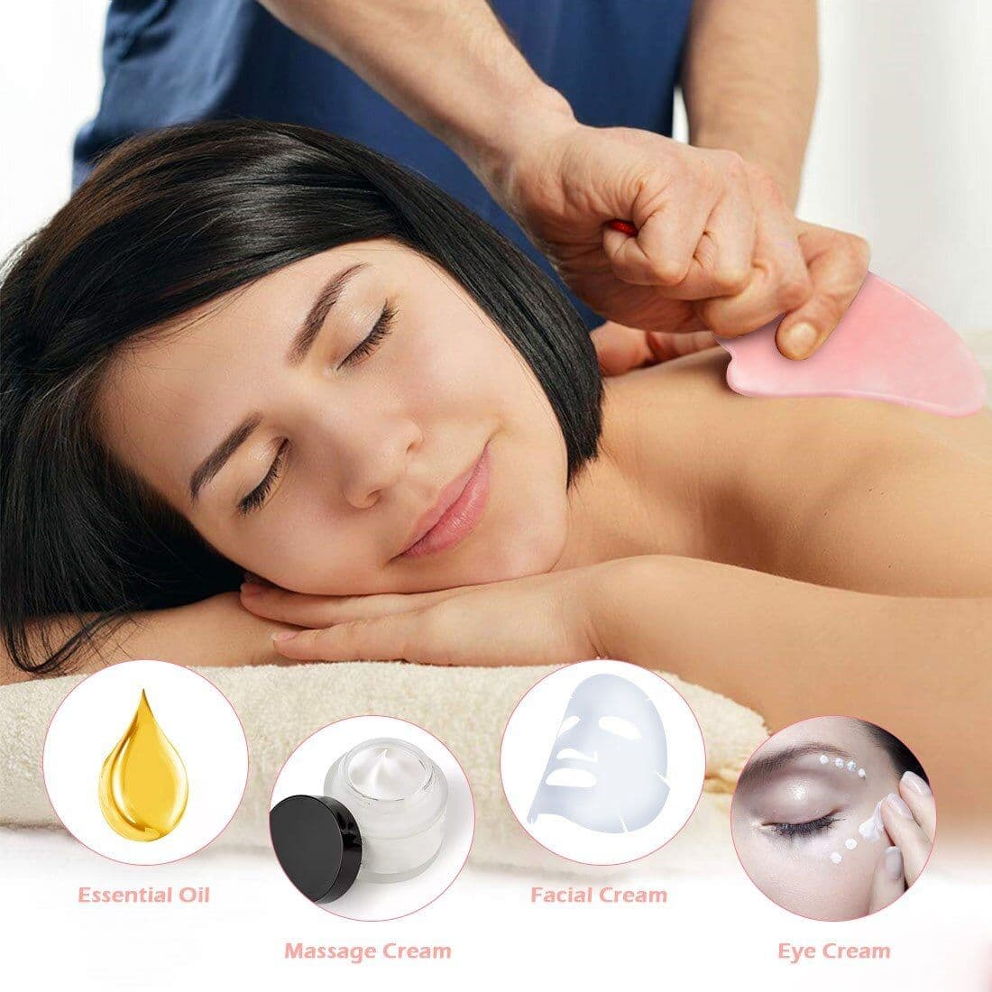 image-Whole Massage Gua Sha Tools Natural Rose Quartz Massage Stone