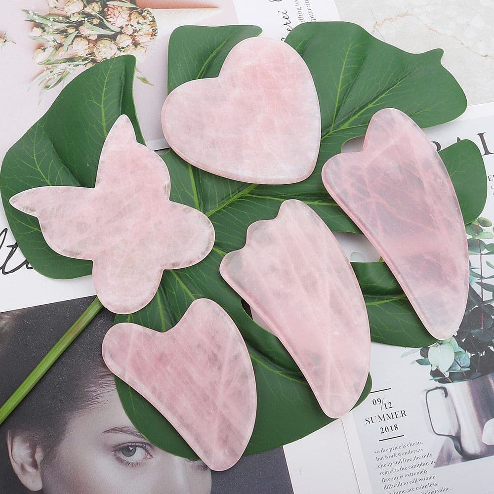 image-Whole Massage Gua Sha Tools Natural Rose Quartz Massage Stone