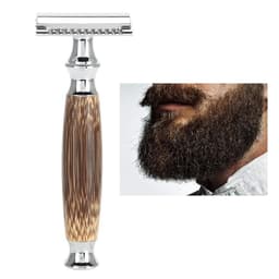 image-Double Edged Safety Razor with Long Natural Bamboo Handle Experience A Better Shave Grand slam Friendly Male Grooming