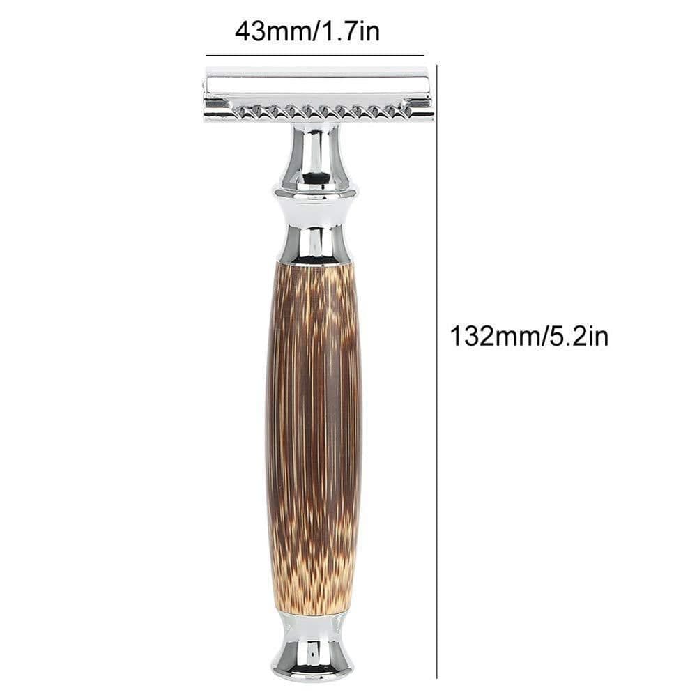 image-Double Edged Safety Razor with Long Natural Bamboo Handle Experience A Better Shave Grand slam Friendly Male Grooming