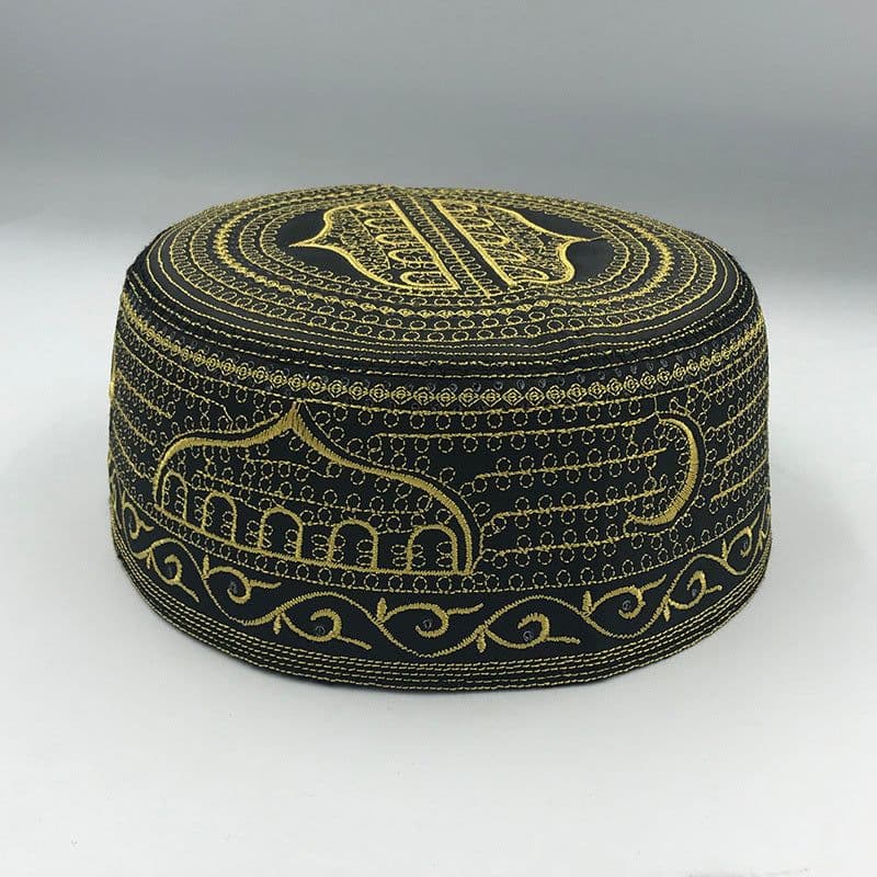 image-Cotton Embroidery Caps New Muslim Men Prayer Hats