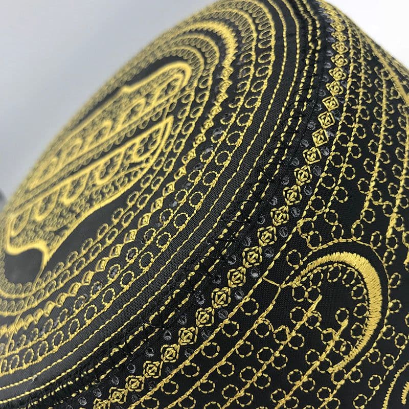 image-Cotton Embroidery Caps New Muslim Men Prayer Hats