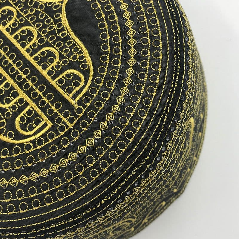 image-Cotton Embroidery Caps New Muslim Men Prayer Hats