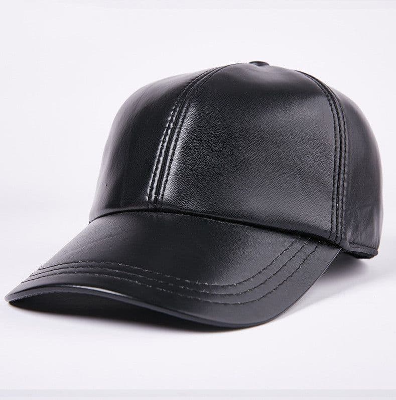 image-Leather Men Women Middle-aged And Elderly Sheepskin Baseball Caps Thickened Warm Duck Tongue