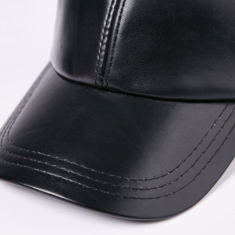 image-Leather Men Women Middle-aged And Elderly Sheepskin Baseball Caps Thickened Warm Duck Tongue