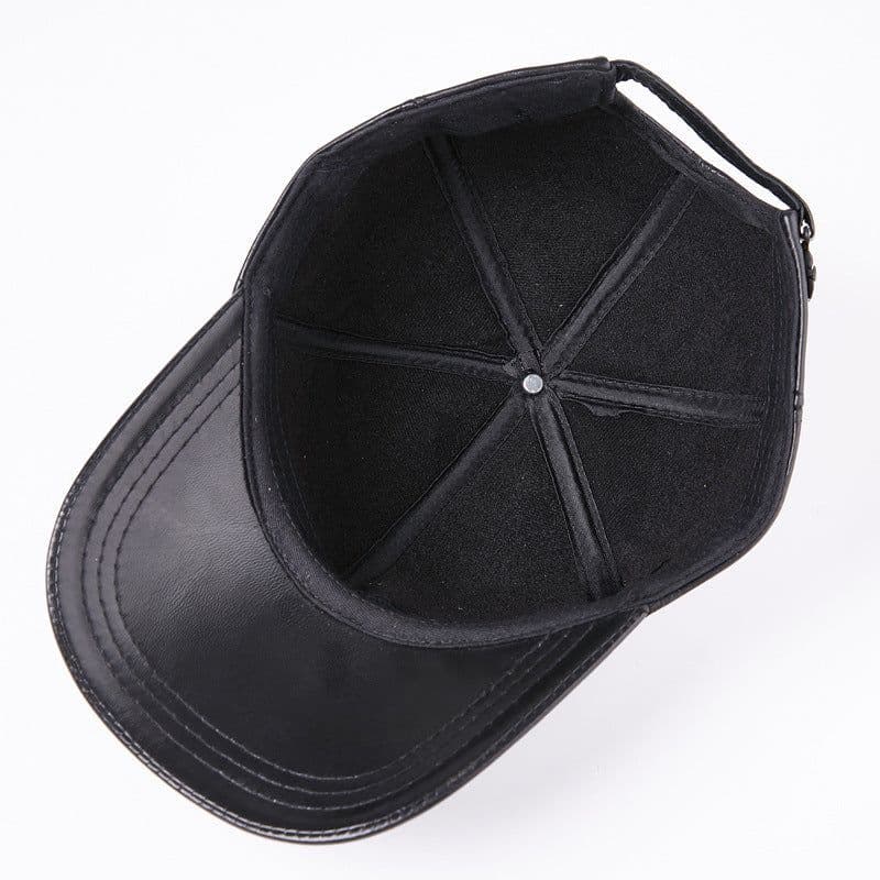 image-Leather Men Women Middle-aged And Elderly Sheepskin Baseball Caps Thickened Warm Duck Tongue