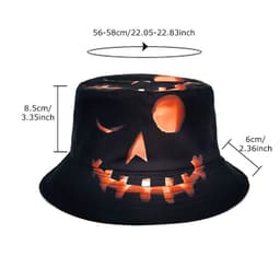 image-Halloween Hats Creative Cartoon Pumpkin Grimace Printed Sun-shade Fisherman Hat