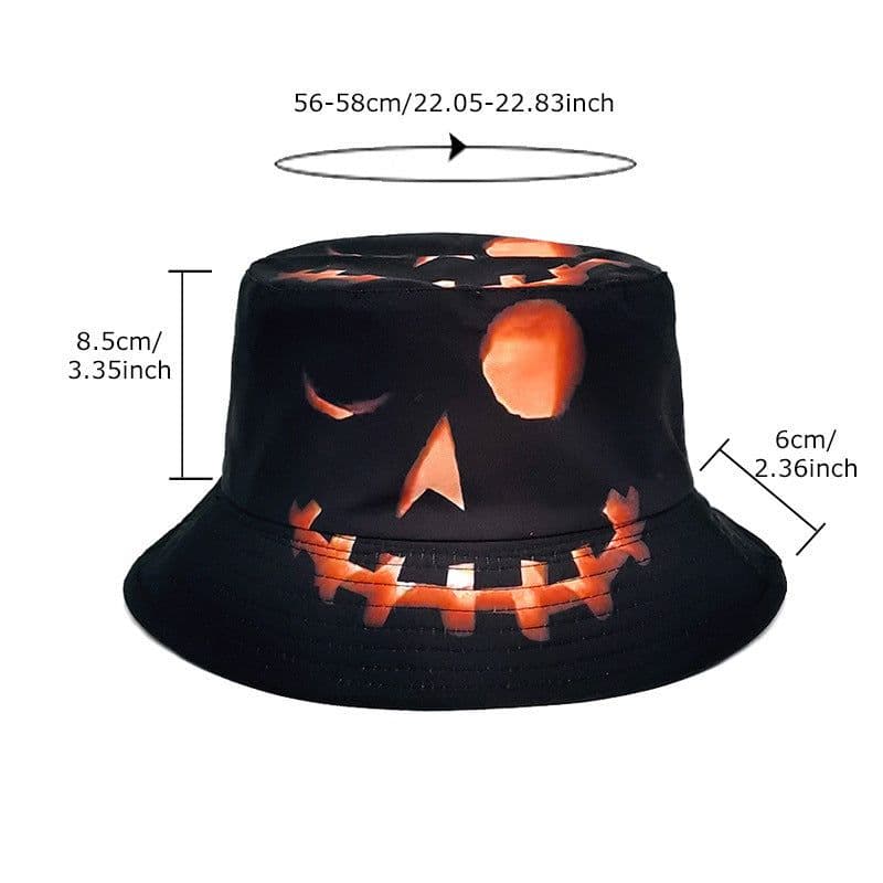 image-Halloween Hats Creative Cartoon Pumpkin Grimace Printed Sun-shade Fisherman Hat