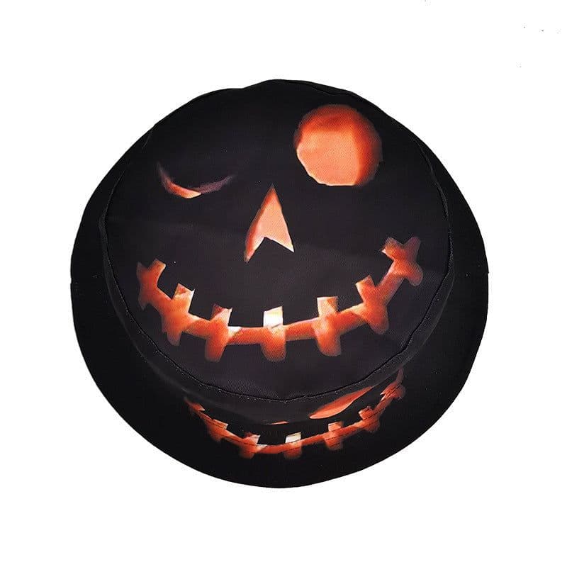 image-Halloween Hats Creative Cartoon Pumpkin Grimace Printed Sun-shade Fisherman Hat