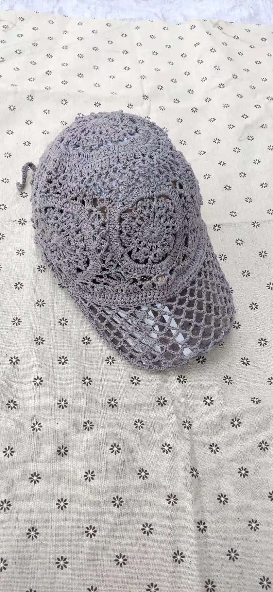 image-Niche Women's Hand-woven Cotton Thread Hollow Cap