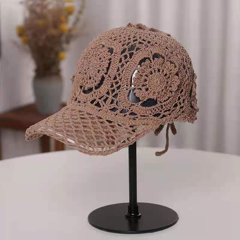 image-Niche Women's Hand-woven Cotton Thread Hollow Cap