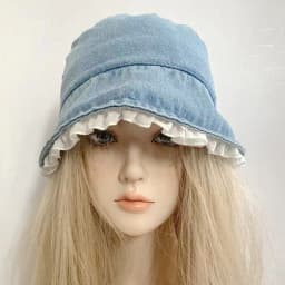 image-Tree Fungus-like Lacework Cowboy Hat Blue Short Brim Fisherman Hat
