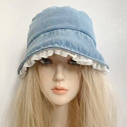 image-Tree Fungus-like Lacework Cowboy Hat Blue Short Brim Fisherman Hat