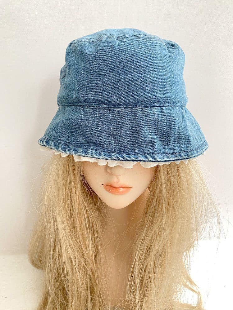 image-Tree Fungus-like Lacework Cowboy Hat Blue Short Brim Fisherman Hat